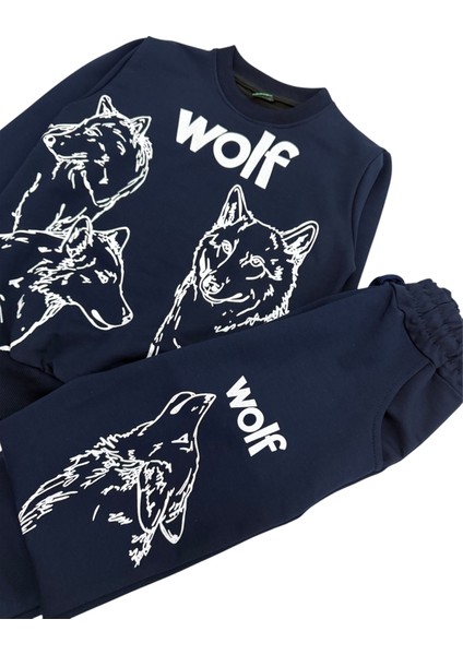 Erkek Çocuk Pamuklu Mevsimlik Lacivert Köpek Desenli Eşofman Takımı modelleri