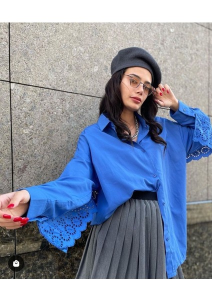 Bebe Kadın Sırtta Fisto Detaylı Oversize Gömlek