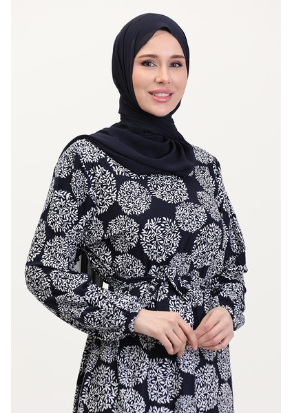 Kuşaklı Emrpime Süet Elbise 4582D-02 Lacivert modelleri