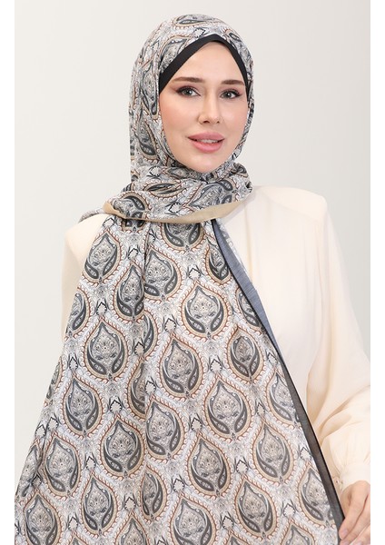 Karaca Etnik Desenli Koton Şal 81087-10 Siyah Gold