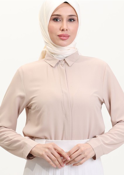 Düz Twill Eşarp 19096-03 Koyu Krem