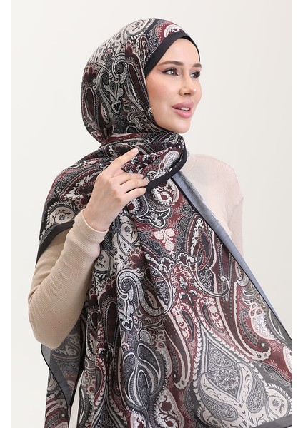 Karaca Etnik Desenli Koton Şal 81081-08 Siyah Bej