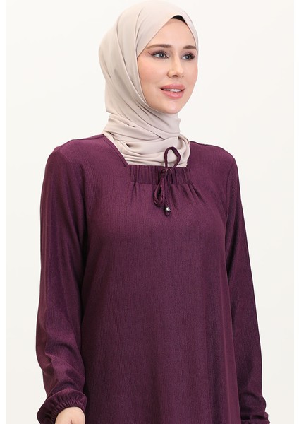 Kare Yaka Elbise 99490701-04 Mor modelleri