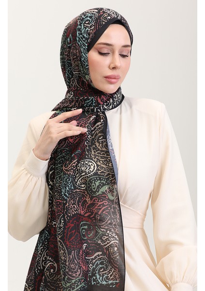 Karaca Etnik Desenli Koton Şal 81085-07 Siyah