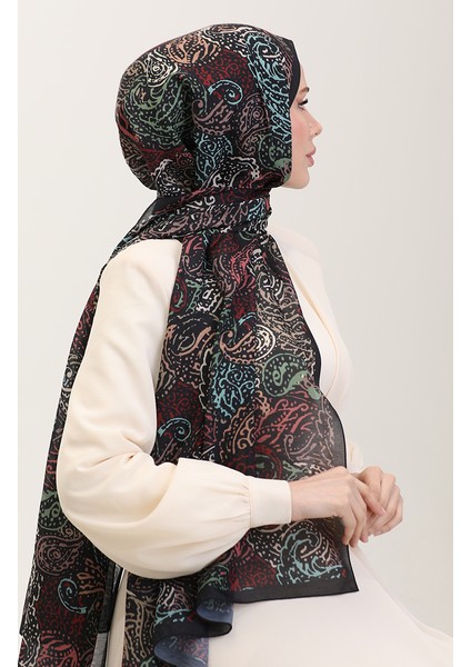 Karaca Etnik Desenli Koton Şal 81085-07 Siyah
