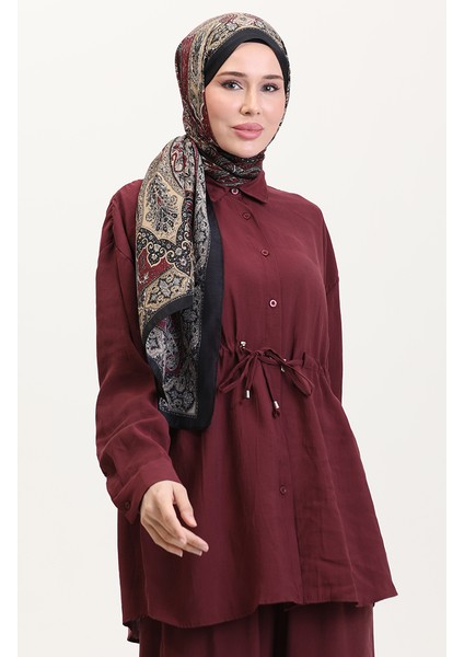 Modal Kumaş Tunik Pantolon Ikili Takım 4064-01 Bordo modelleri