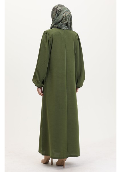 Broş Detaylı Elbise 0017-04 Haki indirimleri