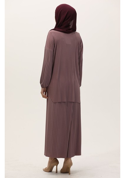 Piliseli Tunik Etek Ikili Takım 0015-06 Vizon indirimleri