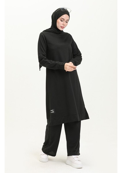 Iki Iplik Tunik Pantolon Ikili Takım 0001-01 Siyah modelleri