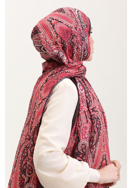 Karaca Etnik Desenli Koton Şal 81084-04 Siyah Fuşya