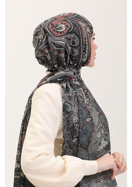 Karaca Etnik Desenli Koton Şal 81086-01 Mint Yeşili
