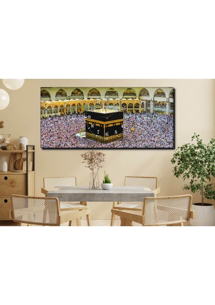 Yatay Ortadan Saatli Dini Temalı Cam Tablo YSOD017