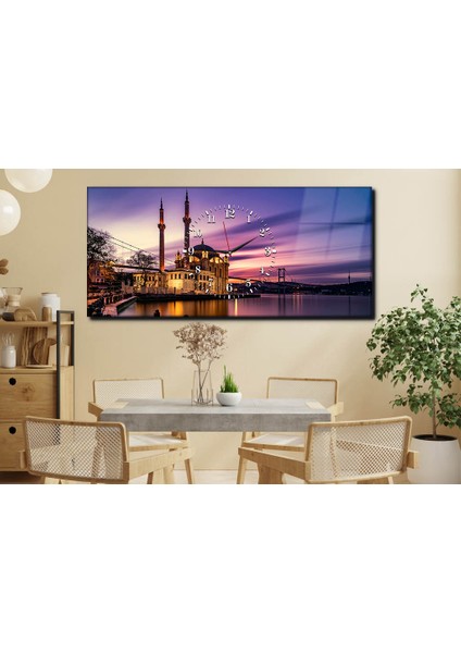 Yatay Ortadan Saatli Dini Temalı Cam Tablo YSOD001 indirimleri