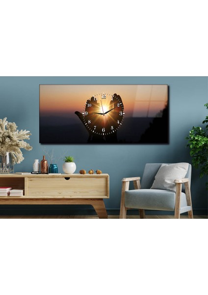 Yatay Ortadan Saatli Dini Temalı Cam Tablo YSOD033 fırsatları