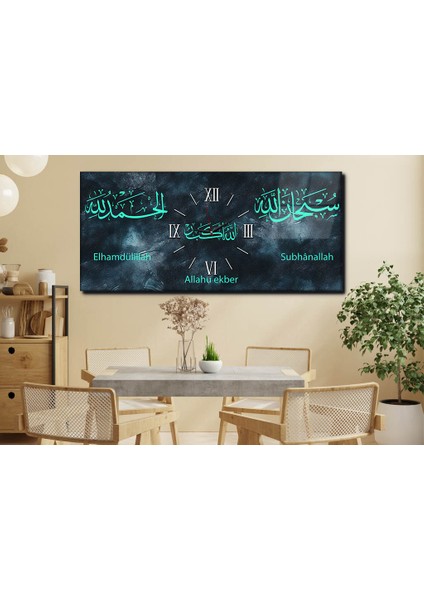 Yatay Ortadan Saatli Dini Temalı Cam Tablo YSOD094 indirimleri