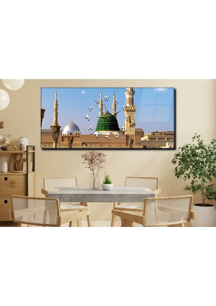Yatay Ortadan Saatli Dini Temalı Cam Tablo YSOD003 indirimleri