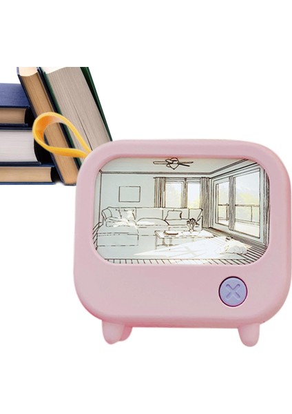 Tv Şekilli Işık Boyama Dekoratif LED Işıklı Gece Lambası 2 Işık Modu Sevimli Ev Dekorasyonu