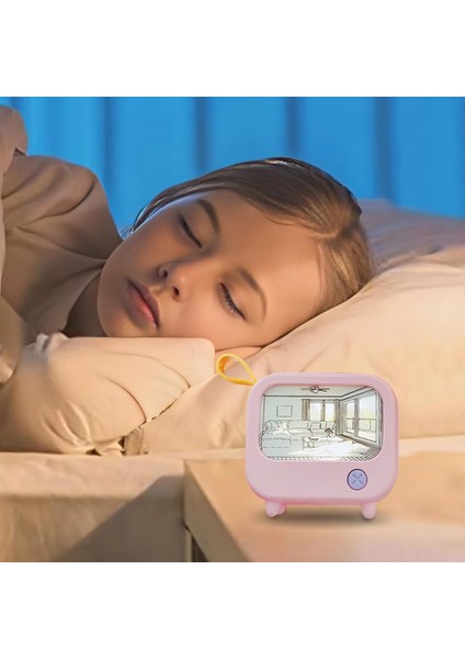 Tv Şekilli Işık Boyama Dekoratif LED Işıklı Gece Lambası 2 Işık Modu Sevimli Ev Dekorasyonu modelleri