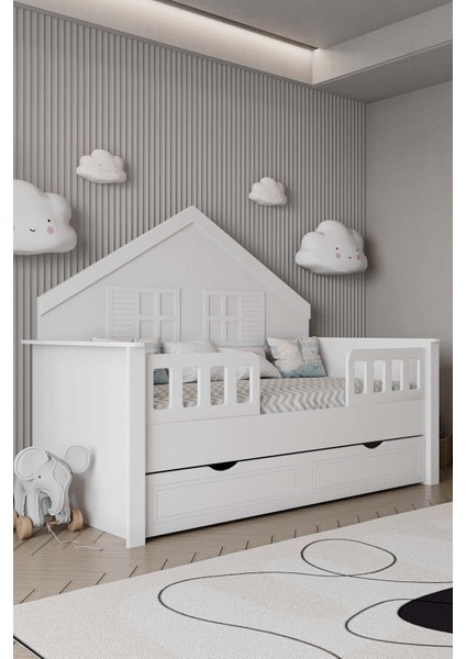 Çocuk Montessori Karyola Yavrulu, Beyaz, 90 x 190 ( Mdf Malzeme) fırsatları