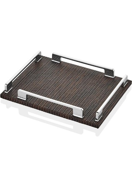Luxe Faux Kare Vegan Deri Tepsi Kahve 19*25*3,5 cm