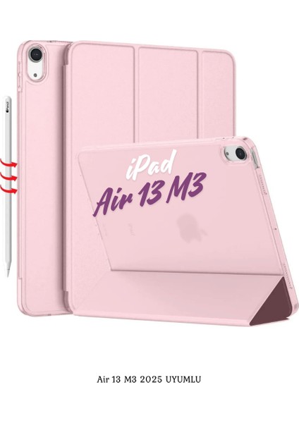 Apple iPad Air 13 2025 M3 Çip Uyumlu Standlı Katlanabilir Fuchsia Smart Cover Tablet Kılıfı