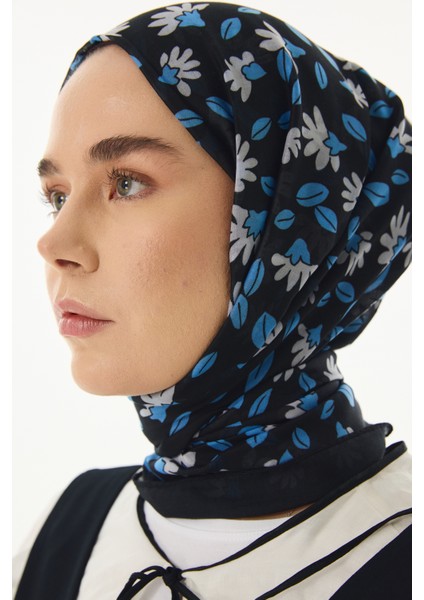 Farah Çizgi Karakter Desen Siyah Pamuklu Şal
