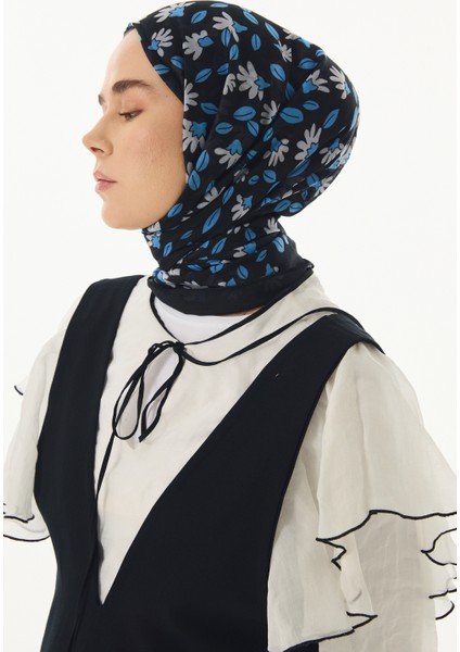 Farah Çizgi Karakter Desen Siyah Pamuklu Şal