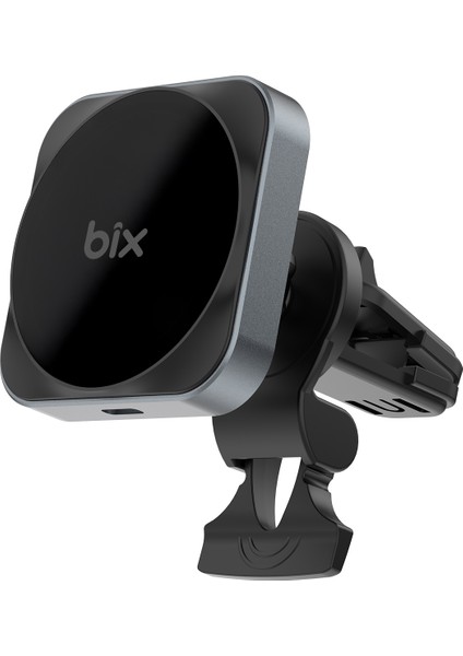 BXCH10 15W Kablosuz Şarj Destekli 180° Ayarlanabilir, Çok Açılı Manyetik Araç Içi Telefon Tutucu Gri