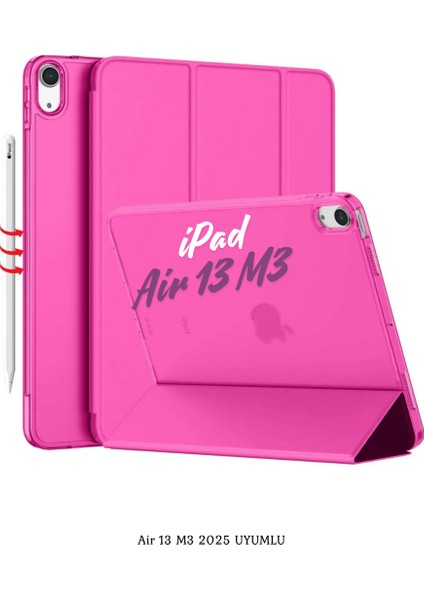 Apple iPad Air 13 2025 M3 Çip Uyumlu Standlı Katlanabilir Fuchsia Smart Cover Tablet Kılıfı