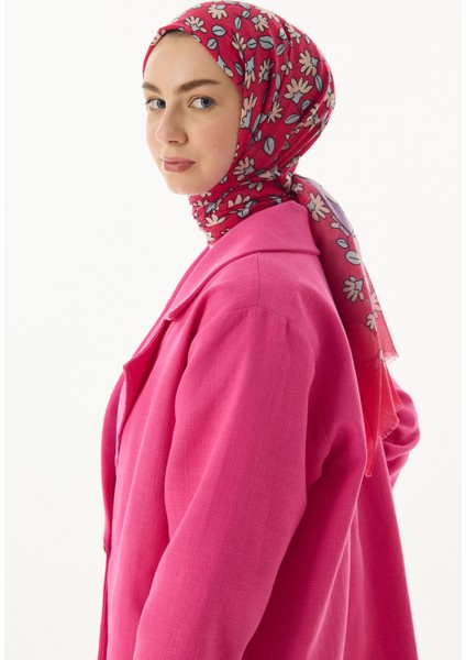 Farah Çizgi Karakter Desen Fuşya Pamuklu Şal