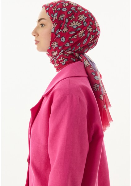 Farah Çizgi Karakter Desen Fuşya Pamuklu Şal