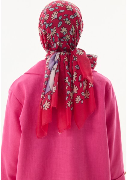 Farah Çizgi Karakter Desen Fuşya Pamuklu Şal