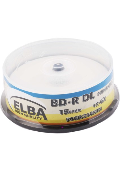Blu-Ray Bd-R 6X 50Gb 15Li Cake Box Prıntable