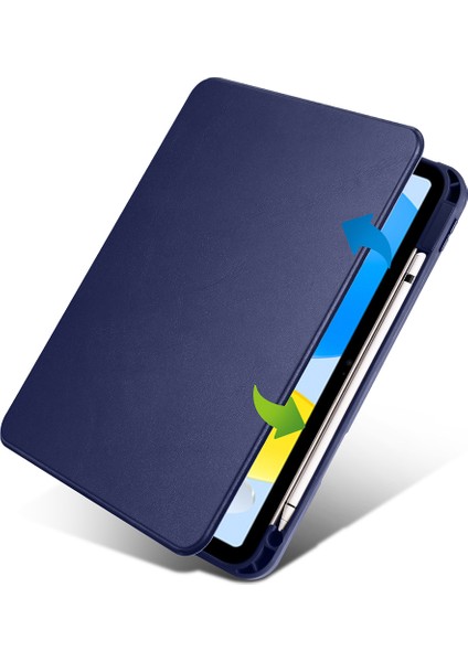 Apple iPad 11.nesil 2025 Kılıf Termik Kalem Bölmeli Dönebilen Standlı Kılıf - Lila