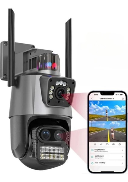 Blur Inter INT- cmR45 3 Kameralı Icsee Xmeye Yazılımlı UHD Ptz Güvenlik Kamerası