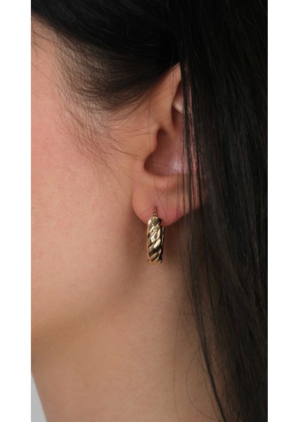 14 Ayar Altın Burgulu Halka Küpe