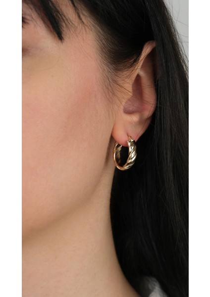 14 Ayar Altın Burgulu Halka Küpe modelleri