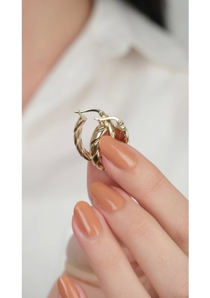 14 Ayar Altın Burgulu Halka Küpe fırsatları