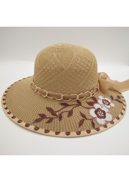 Kadınlar Için Yeni Yaz Güneş Şapkası Katlanabilir Büyük Siperlikli Güneş Şapkası Çiçekli Moda Güneş Koruması ve Uv Koruması Güneş Şapkası (Yurt Dışından)