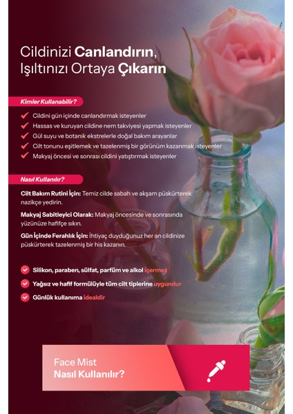 Rosedew Elixir - Gül Suyu & Bitki Özleri ile Nemlendirici Arındırıcı Besleyici Face Mist (Sprey)