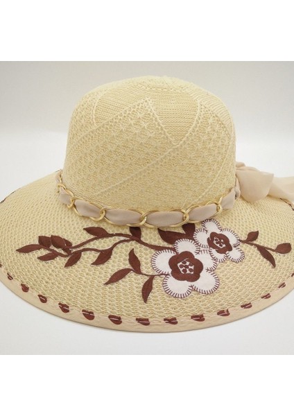 Kadınlar Için Yeni Yaz Güneş Şapkası Katlanabilir Büyük Siperlikli Güneş Şapkası Çiçekli Moda Güneş Koruması ve Uv Koruması Güneş Şapkası (Yurt Dışından)