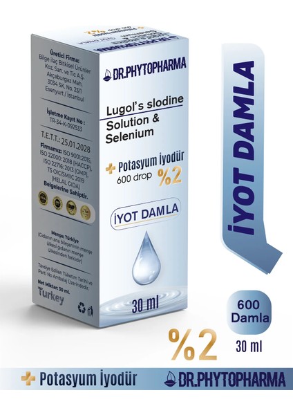 Iyot ve Selenyum Içeren Sıvı Takviye Edici Gıda 30 ml Damla