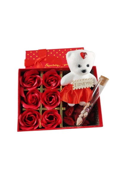 BigTrendStore Aşk Dolu Hediye Kutusu - Güller, Ayıcık ve Dilek Şişesi ile Romantik Sürpriz!