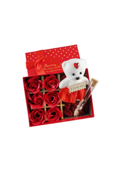BigTrendStore Aşk Dolu Hediye Kutusu - Güller, Ayıcık ve Dilek Şişesi ile Romantik Sürpriz!