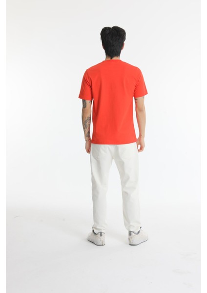 Bisiklet Yaka Erkek Work Hard Baskılı Pamuk T-Shirt