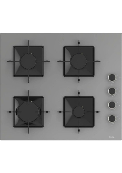 SS208 Gri Kare Ankastre Cam Ocak 60 cm ( Kare Gözlü )