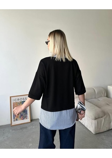 Gömlek Yakalı Eteği Gömlek Detaylı T-Shirt fiyatları
