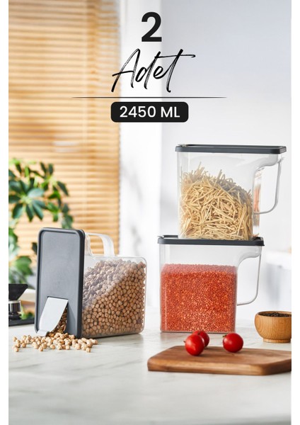 2 Li Jumbo Boy Erzak Saklama Kabı Seti - 2450 ml - Sakalam Kutusu