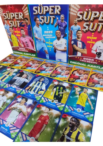 Efsane-Prime 2025 Süper Şut (25 Jelatinli Paket 50 Kart) Yeni Güncel Transferler Süper Futbolcular Oyun Kağıtları
