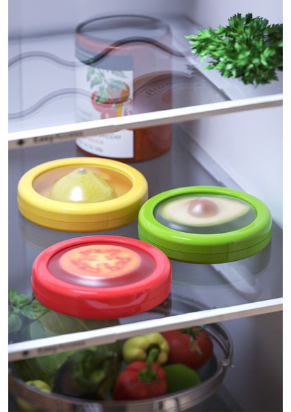 2'li Freshcap - Meyve, Sebze, Soğan, Limon ve Domates Esnek Silikonlu Vakumlu Saklama Kabı